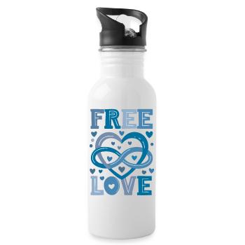 Polyamorie Symbol - Türkis - Trinkflasche mit integriertem Trinkhalm - Weiß - Rechts