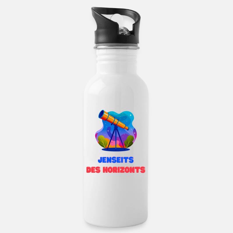 Jenseits des Horizonts - Trinkflasche mit integriertem Trinkhalm - Weiß