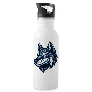 Glatter Wolf - Trinkflasche mit integriertem Trinkhalm - Weiß - Rechts