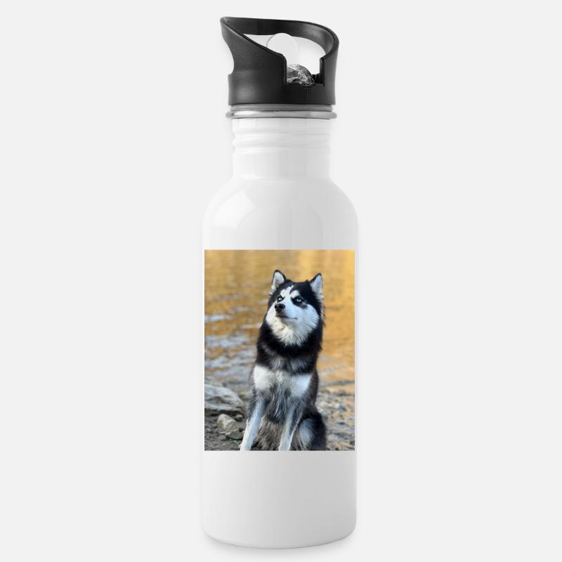 Husky - Trinkflasche mit integriertem Trinkhalm - Weiß
