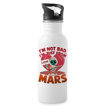 Martian Love Alien Cartoon Design - Water bottle with straw - white - Right