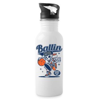 Basketball Basketballspieler Basketballer - Trinkflasche mit integriertem Trinkhalm - Weiß - Rechts