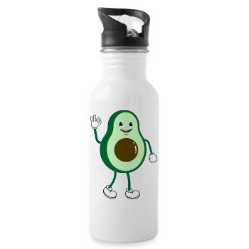 Retro Comic Cartoon Avocado - Water bottle with straw - white - Right