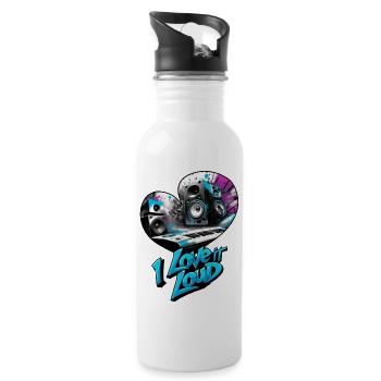 Ich liebe es laut - Trinkflasche mit integriertem Trinkhalm - Weiß - Rechts