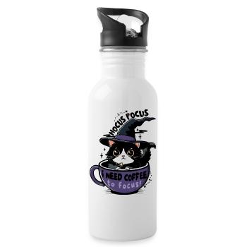 Coffee Witch Cat  - Water bottle with straw - white - Right