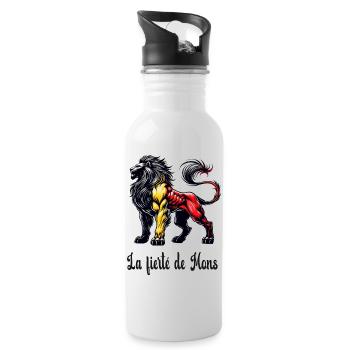 Mons lion flag design - Water bottle with straw - white - Right