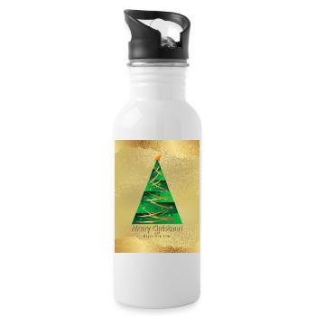 Festive Christmas Tree Greeting Festive Christmas - Water bottle with straw - white - Right