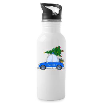 Noël en voiture de police - Gourde avec paille intégrée - blanc - Droite