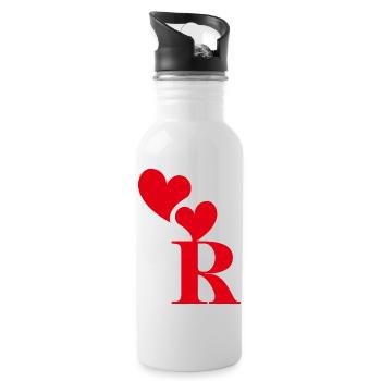 Letter r red heart - Water bottle with straw - white - Right