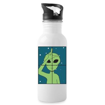Alien - Trinkflasche mit integriertem Trinkhalm - Weiß - Rechts