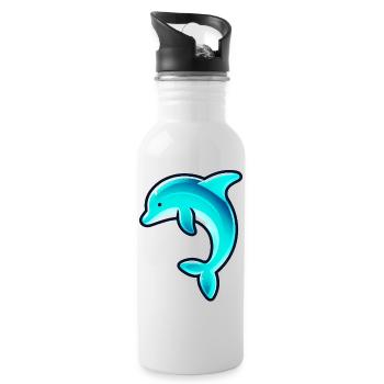 Delfin - Trinkflasche mit integriertem Trinkhalm - Weiß - Rechts
