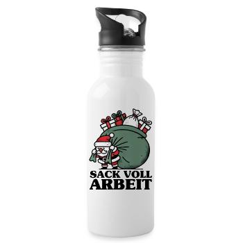 Sack voll Arbeit - Trinkflasche mit integriertem Trinkhalm - Weiß - Rechts