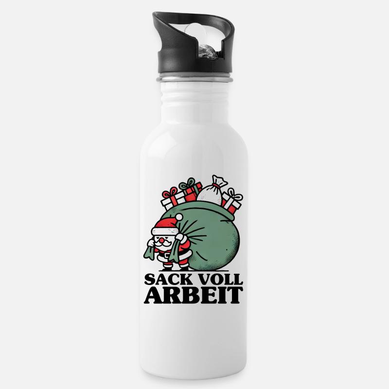 Sack voll Arbeit - Trinkflasche mit integriertem Trinkhalm - Weiß