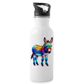 Esel-Maultier - Trinkflasche mit integriertem Trinkhalm - Weiß - Rechts