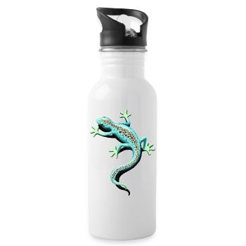 spotted gecko - Water bottle with straw - white - Right