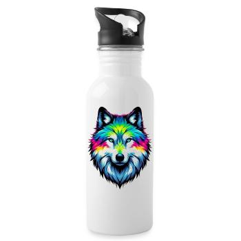 Wolf - Water bottle with straw - white - Right
