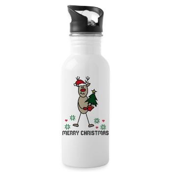 weihnachten 8 - Trinkflasche mit integriertem Trinkhalm - Weiß - Rechts
