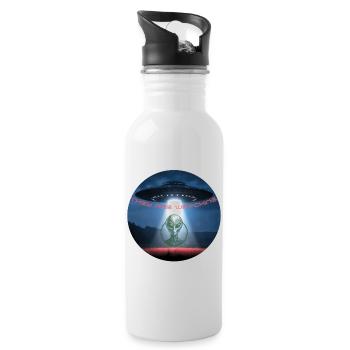 UFO They are watching. - Water bottle with straw - white - Right