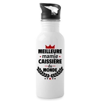 Meilleure mamie caissière du monde, caisse, noël - Gourde avec paille intégrée - blanc - Droite