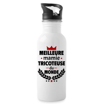 Meilleure mamie tricoteuse du monde, tricot, noël - Gourde avec paille intégrée - blanc - Droite