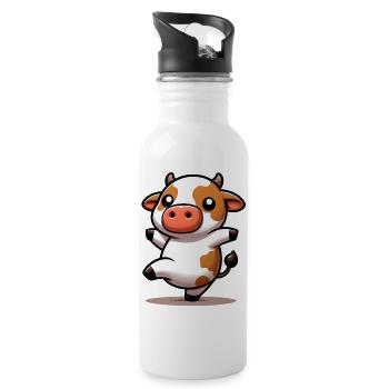 Kuh - Trinkflasche mit integriertem Trinkhalm - Weiß - Rechts
