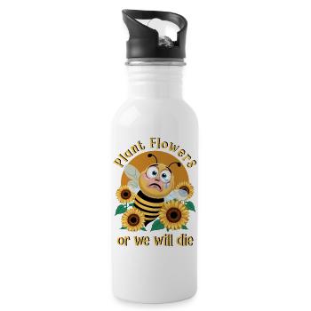 Bienen Retten - Trinkflasche mit integriertem Trinkhalm - Weiß - Rechts