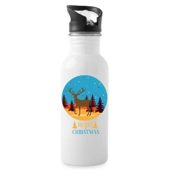 Frohe Weihnachten - Trinkflasche mit integriertem Trinkhalm - Weiß - Rechts