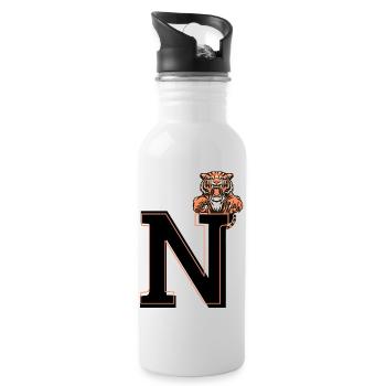 Buchstabe n Tiger - Geschenkidee - Trinkflasche mit integriertem Trinkhalm - Weiß - Rechts