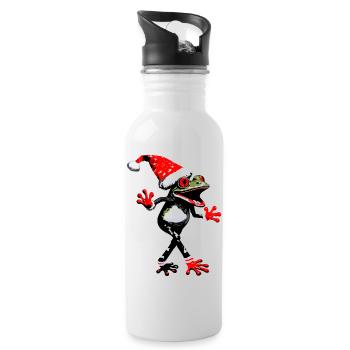 Grenouille dansante avec chapeau de Noël - Gourde avec paille intégrée - blanc - Droite
