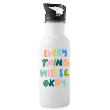 everything will be okay - Water bottle with straw - white - Right