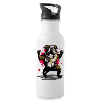 Bulldog Street Art avec chaîne d’os - Gourde avec paille intégrée - blanc - Droite
