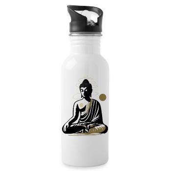 Buddha in the Lotus Position – Meditation and Inner Peace - Water bottle with straw - white - Right