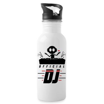 Dj Turntables Festival - Trinkflasche mit integriertem Trinkhalm - Weiß - Rechts