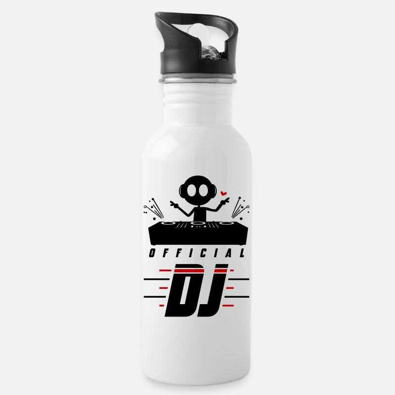 Dj Turntables Festival - Trinkflasche mit integriertem Trinkhalm - Weiß