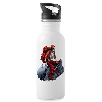 Skelette Bergsteiger / Wandern Skelett - Trinkflasche mit integriertem Trinkhalm - Weiß - Rechts