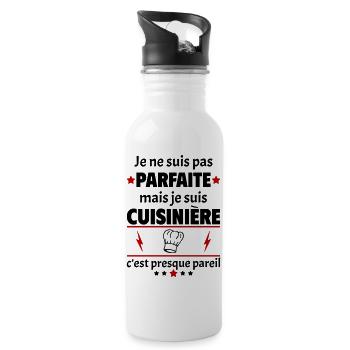 Pas parfaite mais cuisinière, fête des mères, noël - Gourde avec paille intégrée - blanc - Droite
