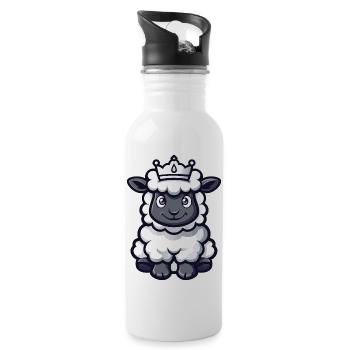 Mouton Cartoon Couronne - Gourde avec paille intégrée - blanc - Droite