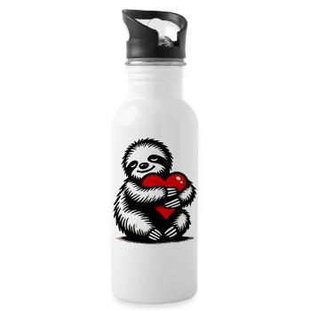 Faultier - Trinkflasche mit integriertem Trinkhalm - Weiß - Rechts