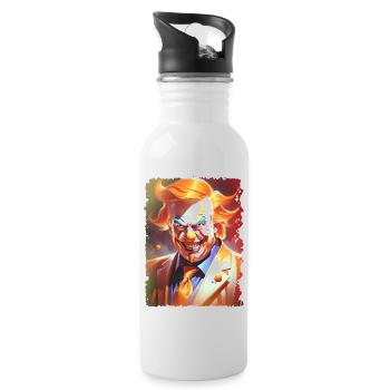Here comes the clown - Water bottle with straw - white - Right