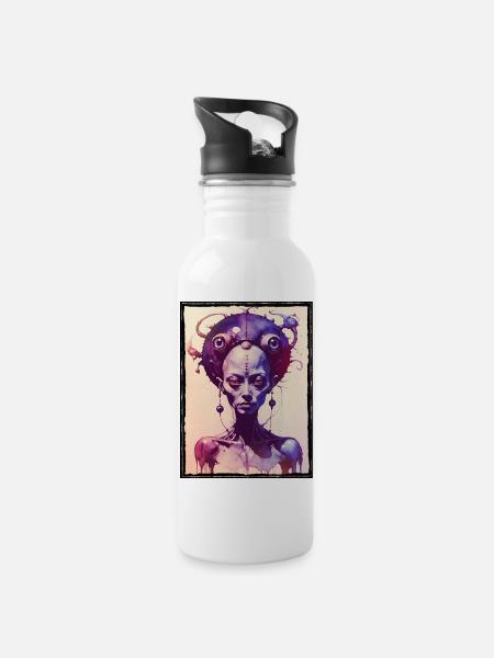 Alien Eyes - Water bottle with straw - white
