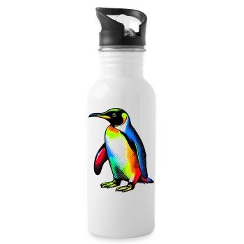 Pinguin - Trinkflasche mit integriertem Trinkhalm - Weiß - Rechts