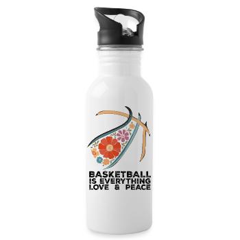 Basketball is everything Love and Peace - Trinkflasche mit integriertem Trinkhalm - Weiß - Rechts