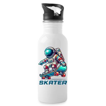 Astronaut Skateboard - Water bottle with straw - white - Right