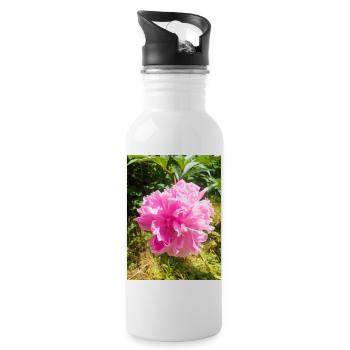 Chinese Peony Chinesische Pfingsrose , Pfingstrose - Trinkflasche mit integriertem Trinkhalm - Weiß - Rechts