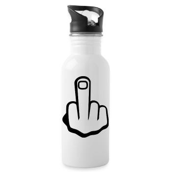Middle finger - Water bottle with straw - white - Right