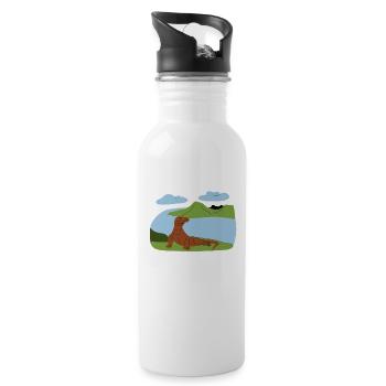 Majestätischer Komodowaran - Trinkflasche mit integriertem Trinkhalm - Weiß - Rechts