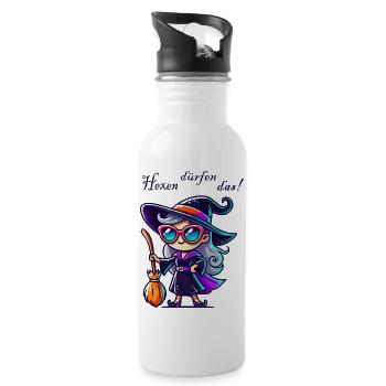 Witch Sunglasses Comic - Water bottle with straw - white - Right
