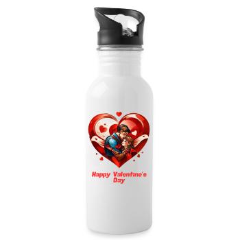 Happy Valentine s Day - Gourde avec paille intégrée - blanc - Droite