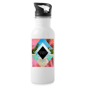 Sommer Strand Meer Palmen Urlaub Summer Vibes - Trinkflasche mit integriertem Trinkhalm - Weiß - Rechts
