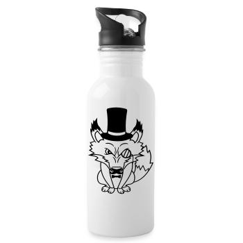 Fox Red Fox Sir Mr. Top Hat Monocle Glasses - Water bottle with straw - white - Right
